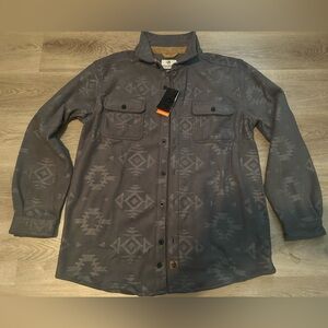 BRAND NEW - Men's Gray Fleece Patterned Button-Up Jacket Shirt